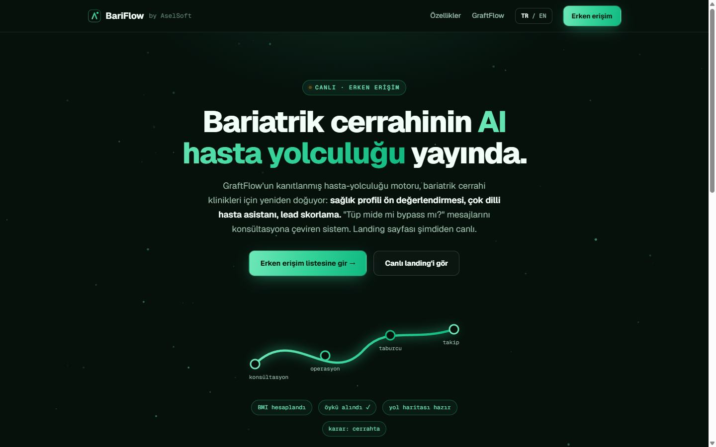 BariFlow arayüzü — bariatrik hasta yolculuğu